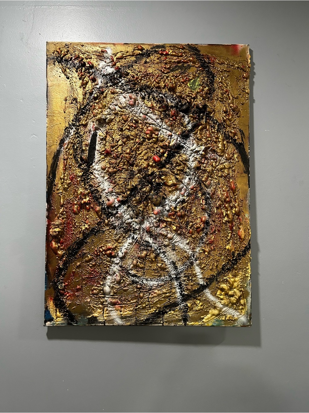 Gold Abstract Mixed-Media Wall Art